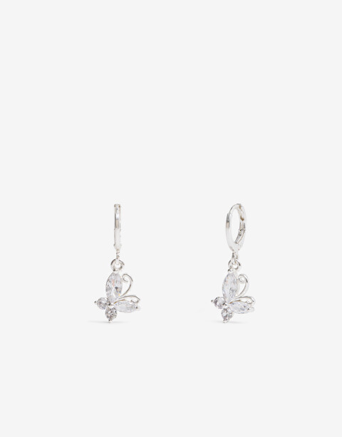 Aros Argollas Cubic zirconia Aros Argolla Mariposa Cubic Zirconia - Plateado