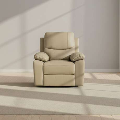 RECLINER MANUAL 1 CUERPO CUERO-Y-SIMIL-CUERO MARRON LINA TAUPE
