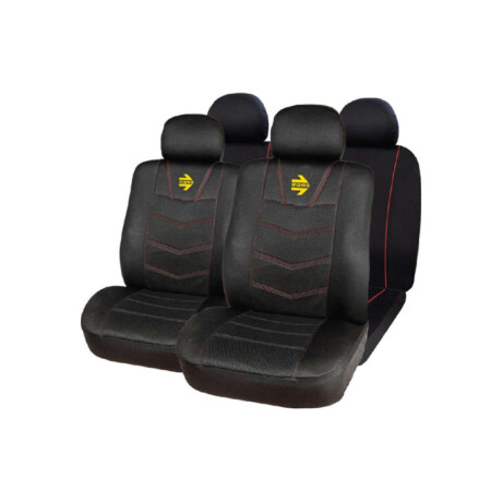 Juego Cubreasiento Momo Auto Tela Mesh Negro Y Rojo