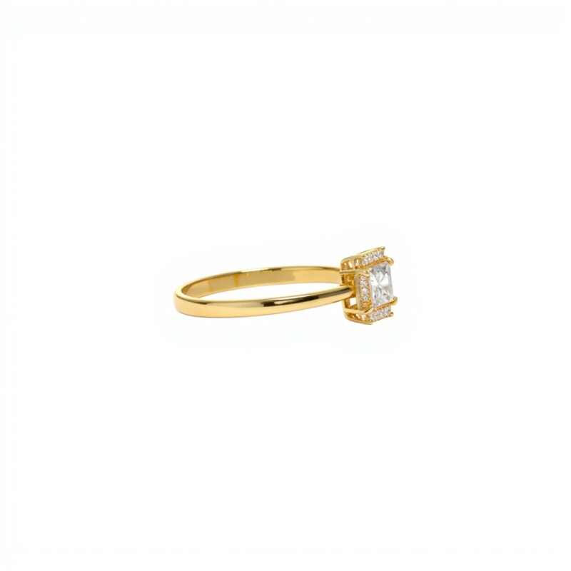 Anillo compromiso Cuadrado -Oro bajo-Piedras zirconias-AN8556 conpiedra