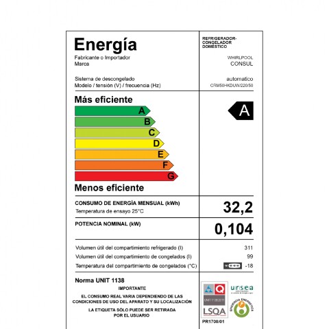 Heladera 438 L Evox No frost CRM50JKDUW Consul Heladera 438 L Evox No frost CRM50JKDUW Consul