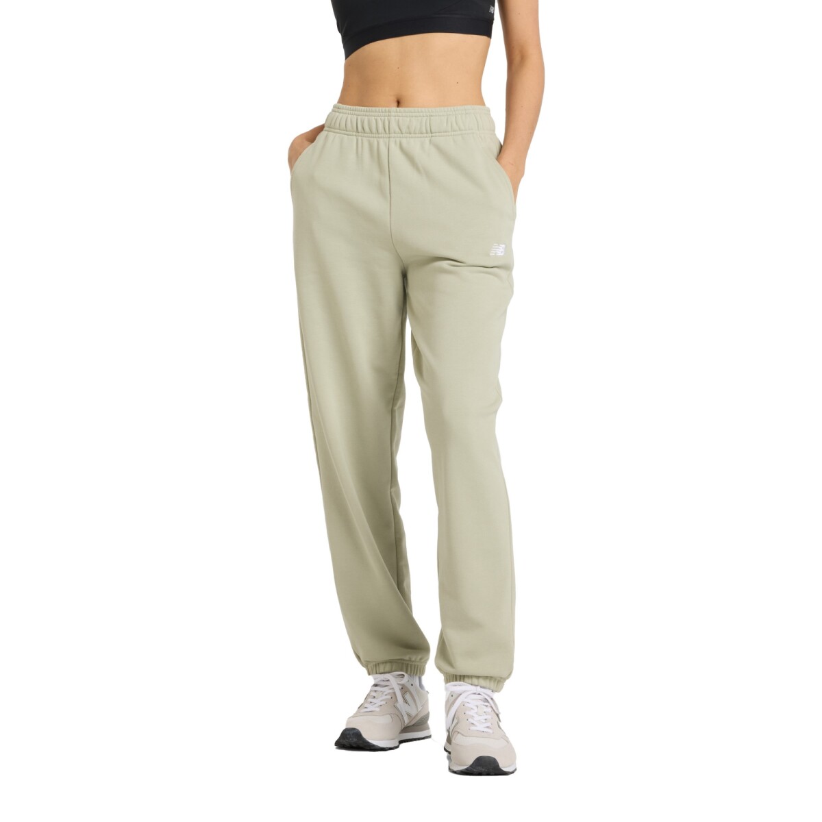 Pantalones New Balanc Sport Essentials French Terry Jogger de Mujer - WP41500OVN - Gris 