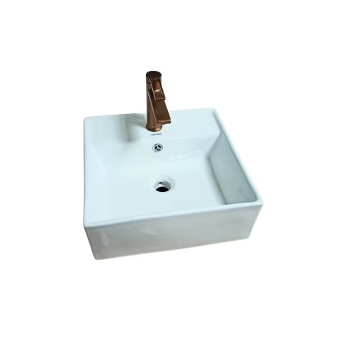 Bacha de apoyo cuadrada 41 cm c/mesa Blanca Brillo DMC Bacha De Apoyo Cuadrada 41 Cm C/mesa Blanca Brillo Dmc