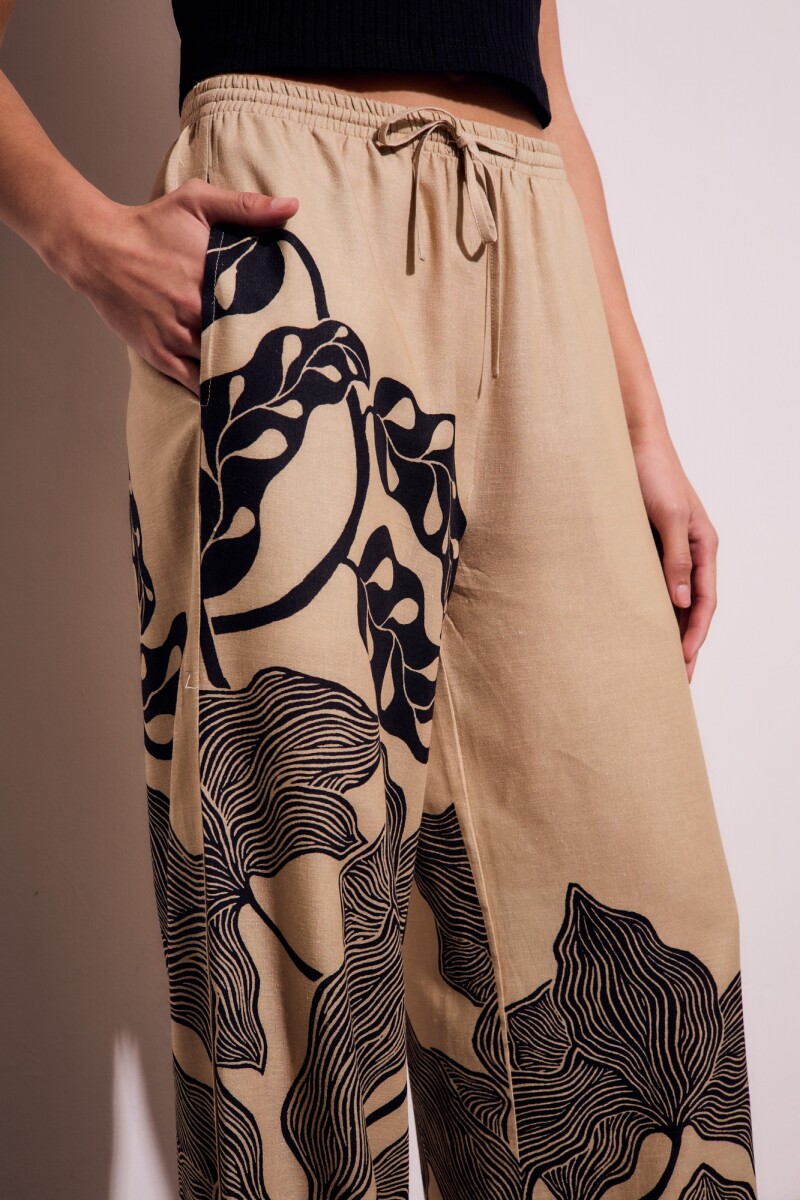 Pantalon Con Lino Print