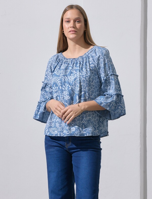 Blusa Lyocell Det Frunces AZUL/MULTI