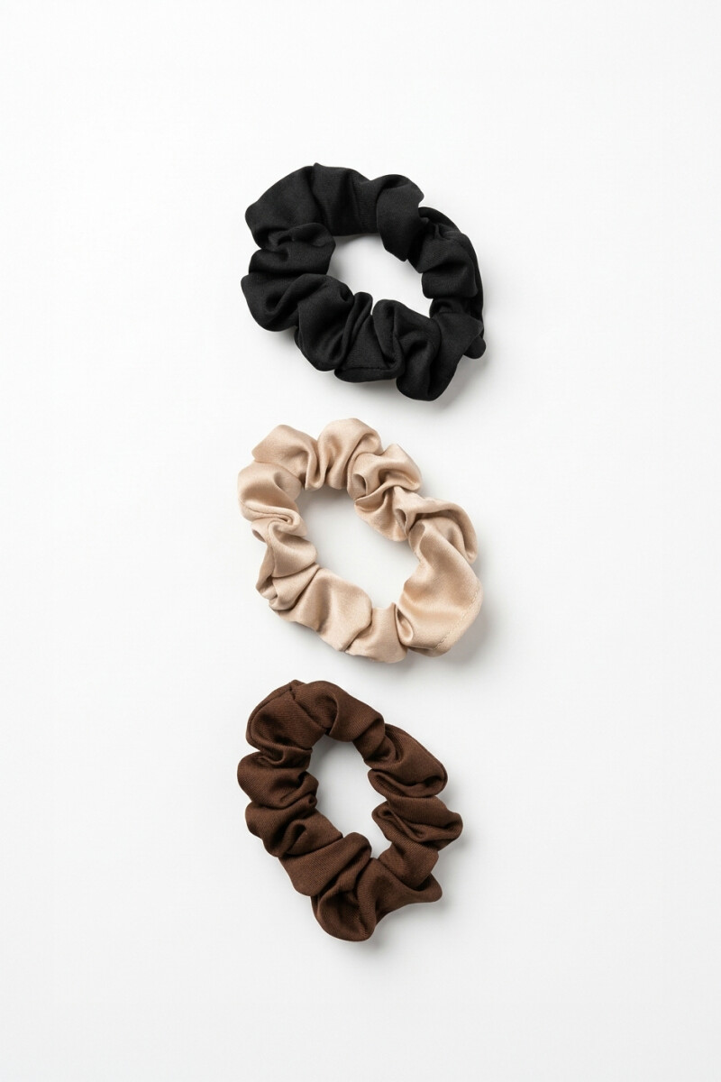 Set de 3 gomitas scrunchie multicolor