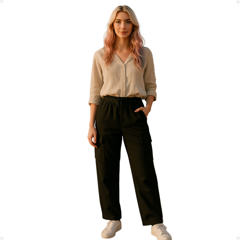 Pantalón Jogging Deportivo Tipo Cargo Negro