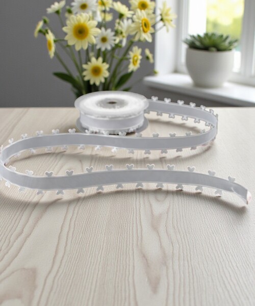 Cinta organza con corazones - 23 mts - BLANCO BLANCO