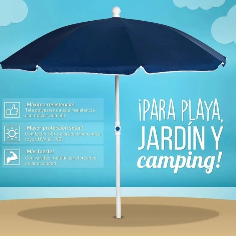 Sombrilla Playa 1.8M Acero UV50+ Azul