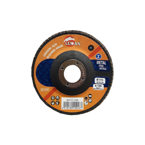 Disco flap oxido aluminio 115 x 22,23 mm grano 120 REF178