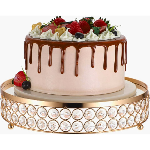 Soporte de Torta de 25CM Rosa Oro C/ Espejo y Diamantes Soporte de Torta de 25CM Rosa Oro C/ Espejo y Diamantes