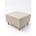Puff tela y patas de madera Lino beige