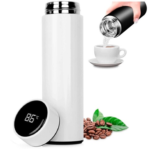 Botella Térmica Acero Inox Termo Táctil Sensor Temperatura Color Variante Blanco