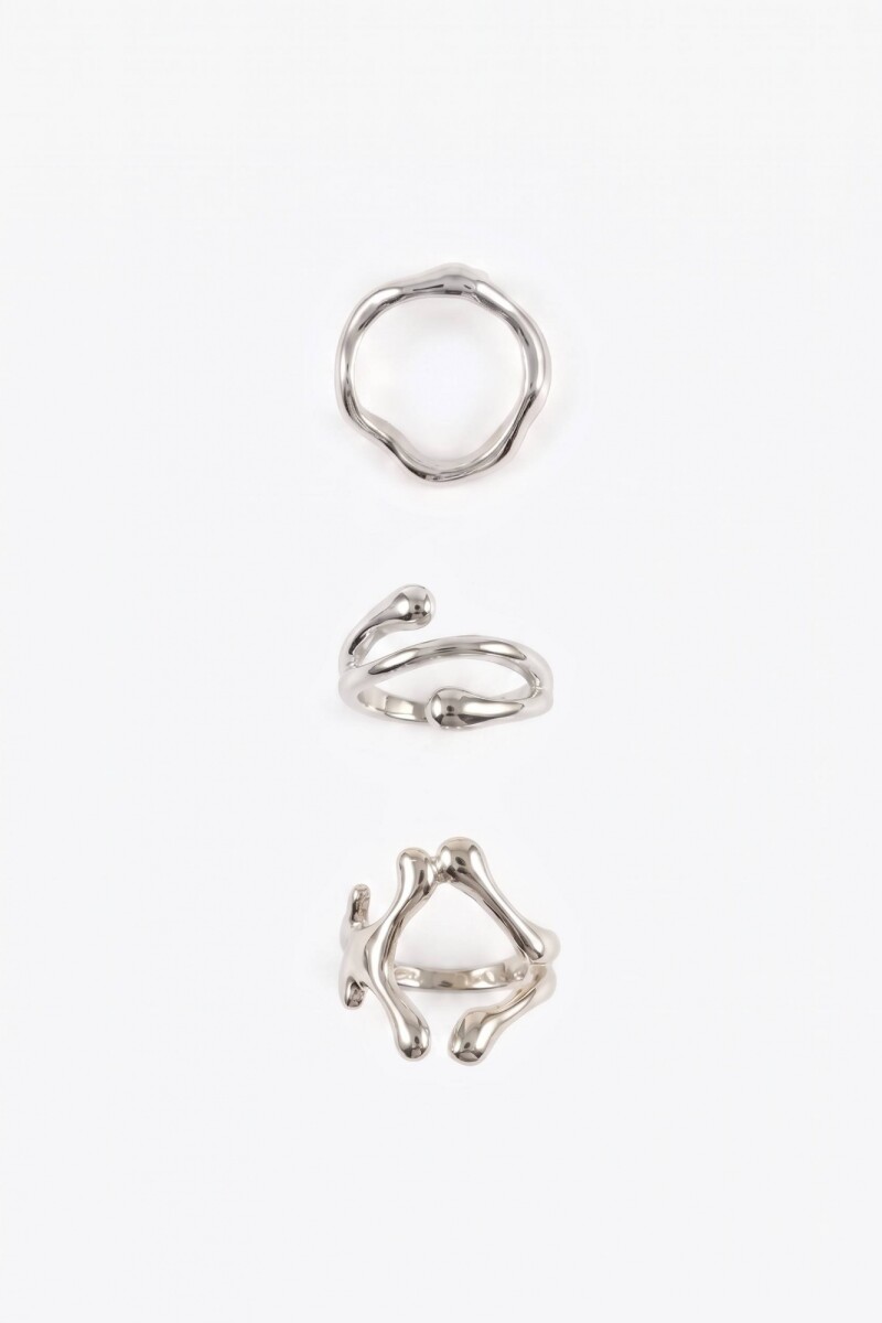 Set de tres anillos gotic plateado