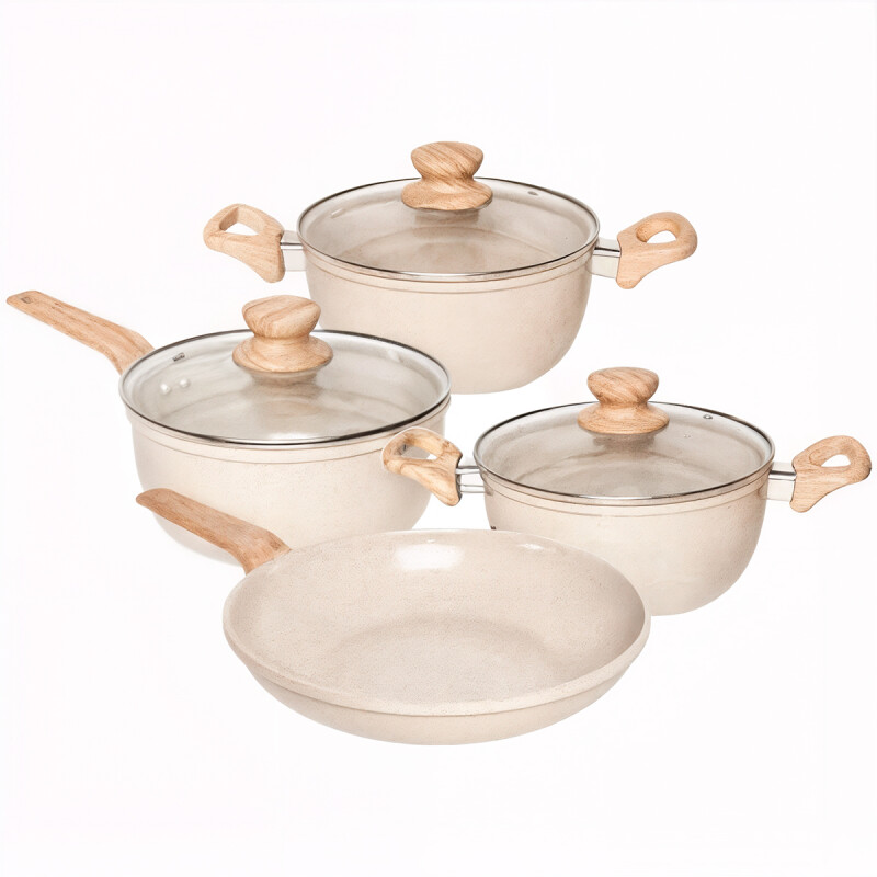 Batería 7 piezas antiadherente BEIGE