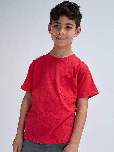 Remera manga corta con bolsillo Rojo