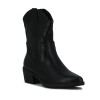 Darkness Bota De Dama Tejana Detalle Bordado Caña Baja Taco Cuadrado - Negro Negro