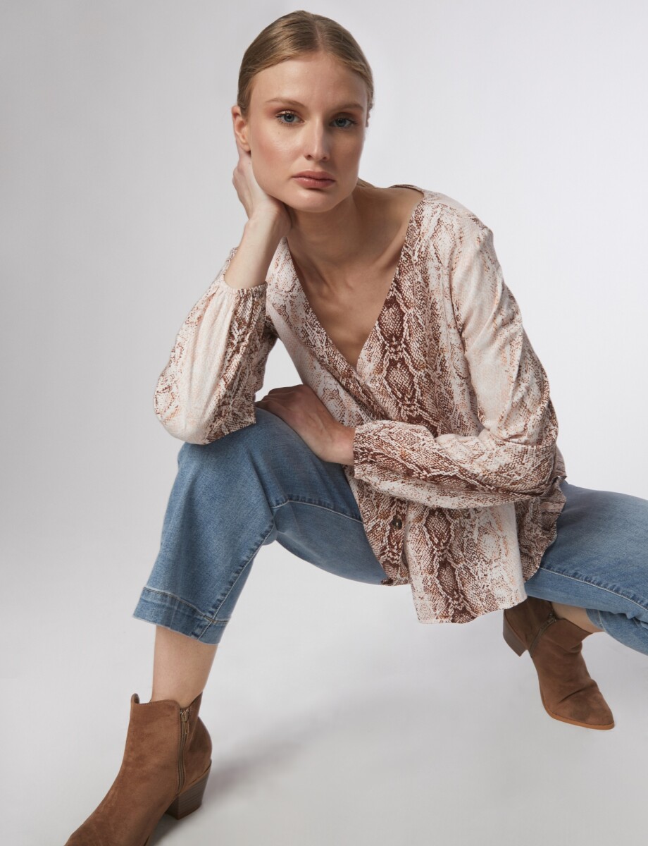 Blusa animal print con botones - rosa 