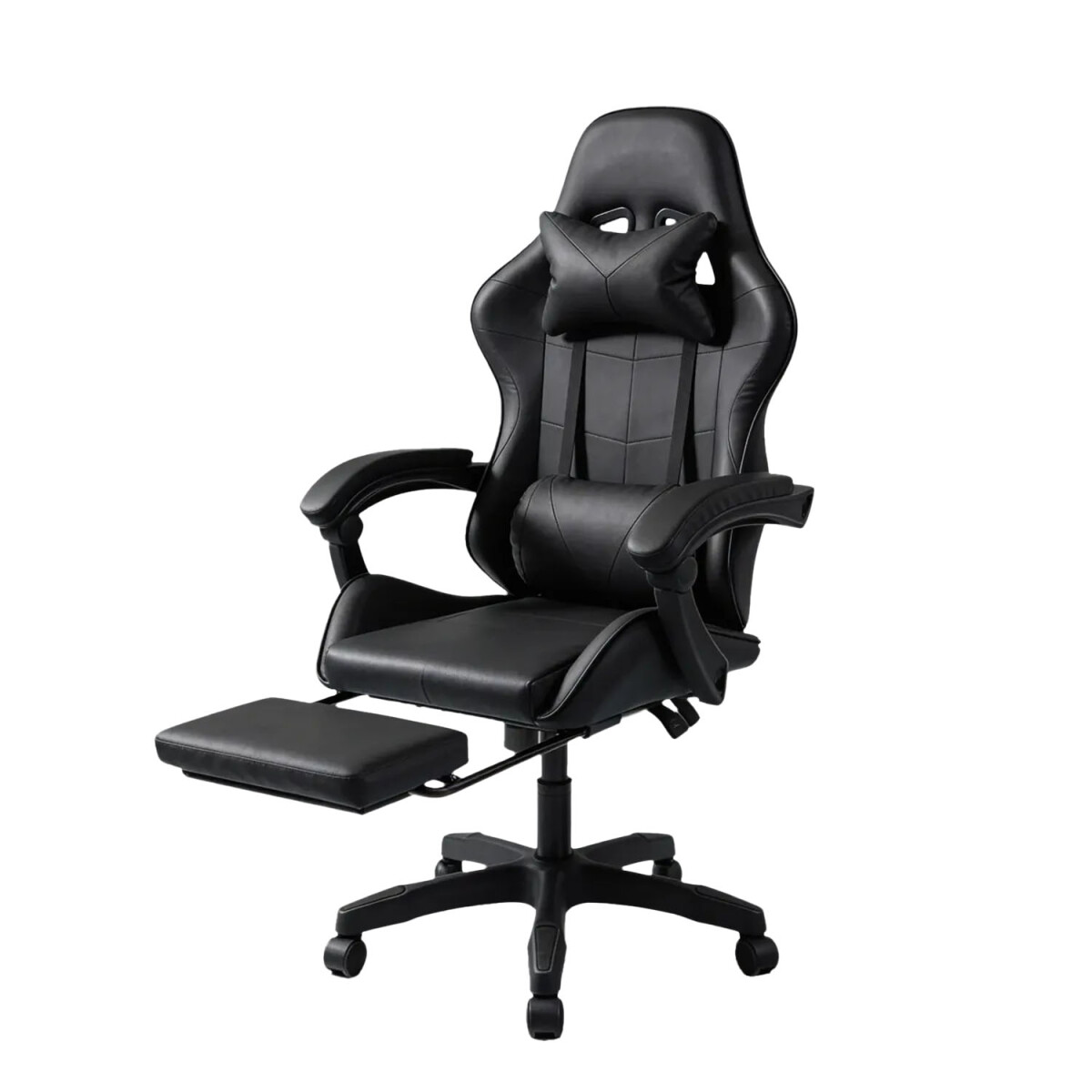 Silla Gamer Reclinable 360º 150kg Masaje Lumbar Apoyapies - Negro 