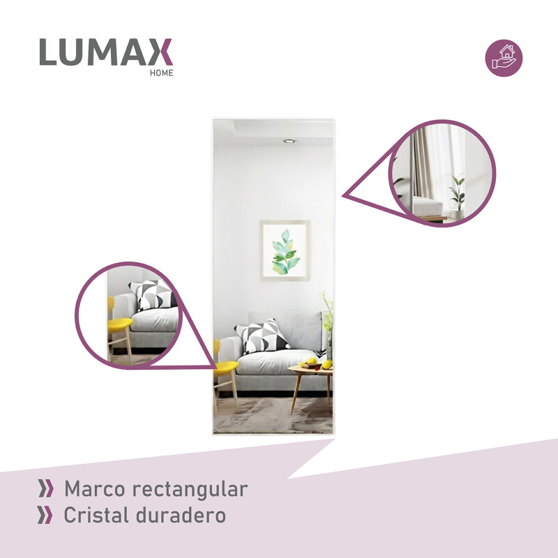 Espejo De Pie Lumax Rox Marco Rectangular 80 x 180cm Blanco
