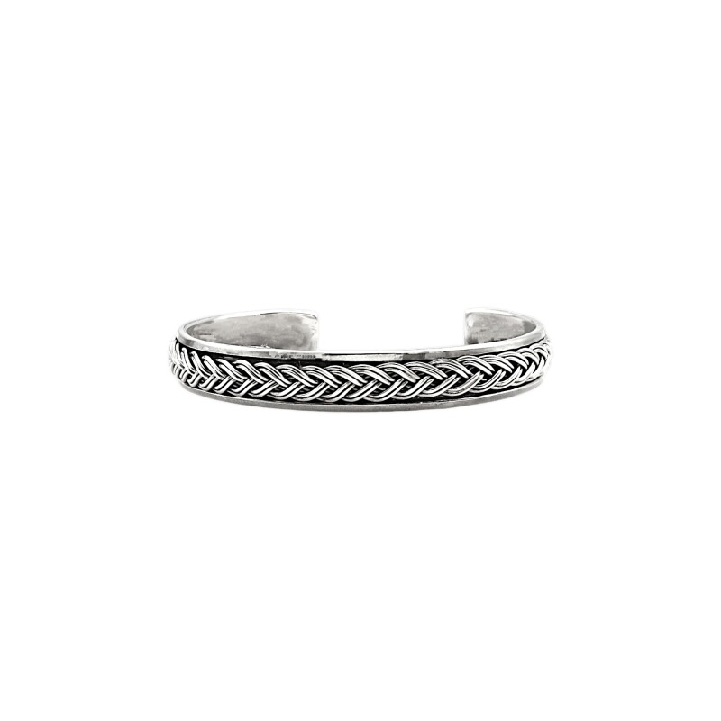Brazalete trenzado con borde-Plata 925-Sin Piedra-BR3012 sinpiedra