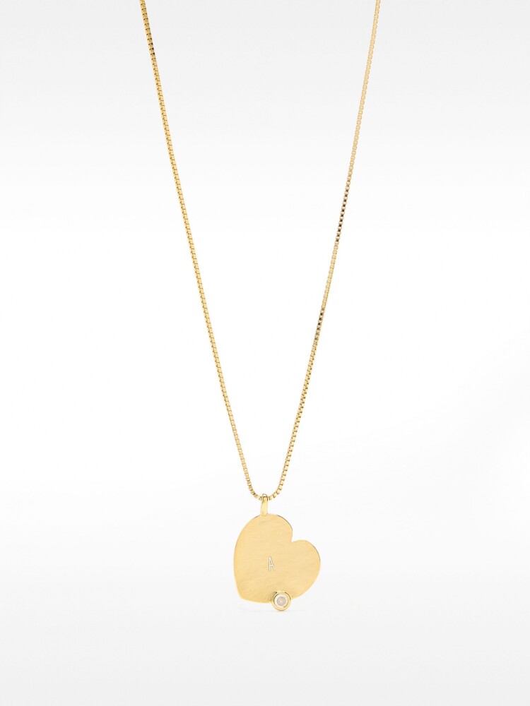 Collar De Corazón Con Circonita - Plata De Ley 925 dorado