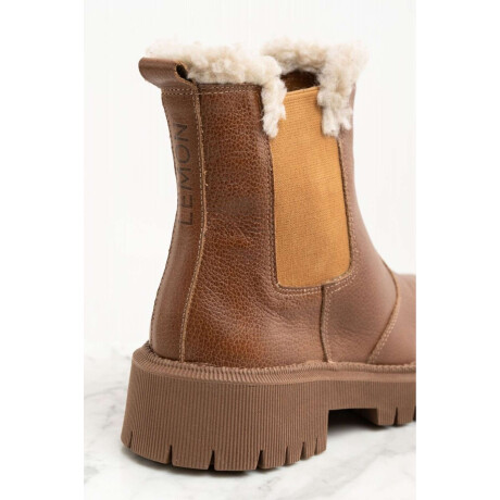 Bota Cuero Con Corderito Camel