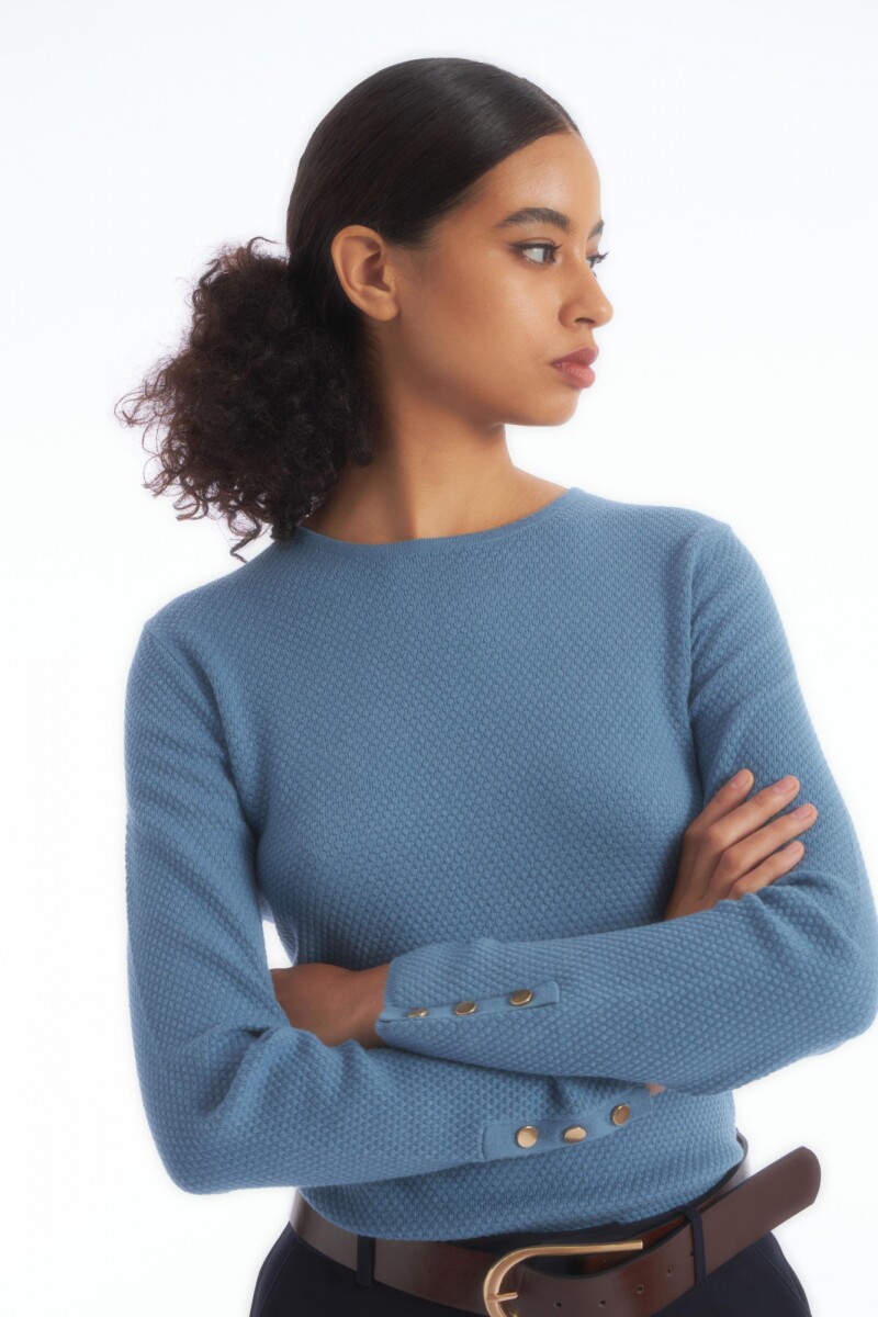 Sweater a la base con estructura azul piedra