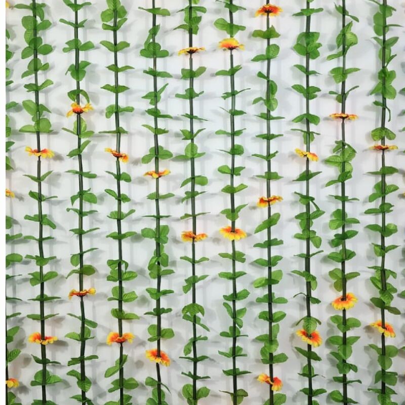 Cortina de Hojas Verde y Flores Artificial — Casa Fessta