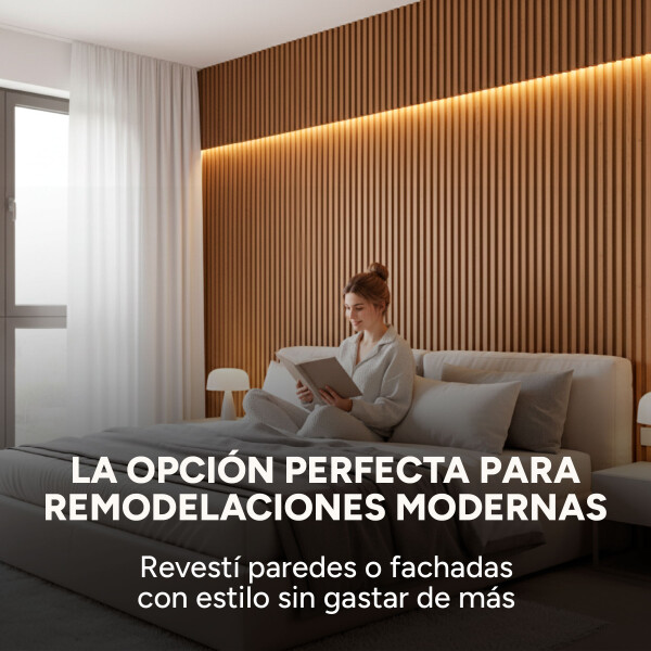 Pack x100 Wpc Simil Madera Wall Panel Lambrin 2.90m x 16.7cm Color Marrón Madera 2