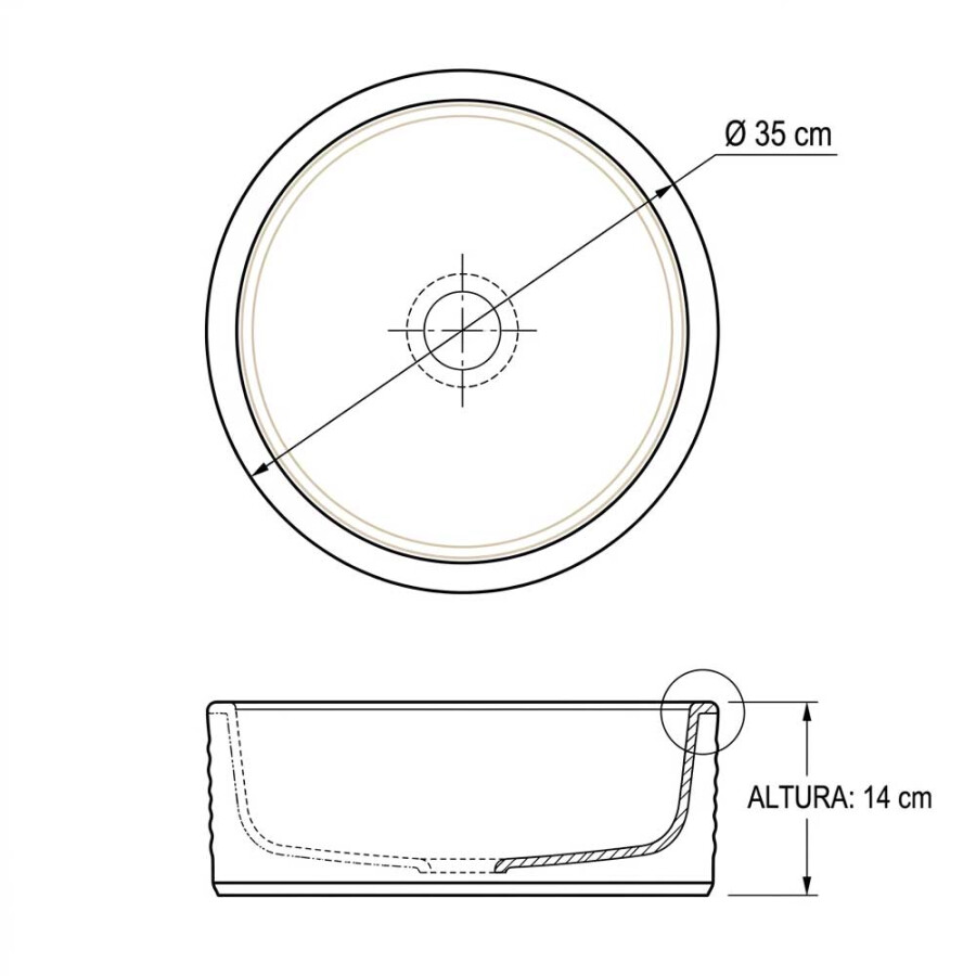 Bacha de Apoyo Cilíndrica Beige Bacha de Apoyo Cilíndrica Beige