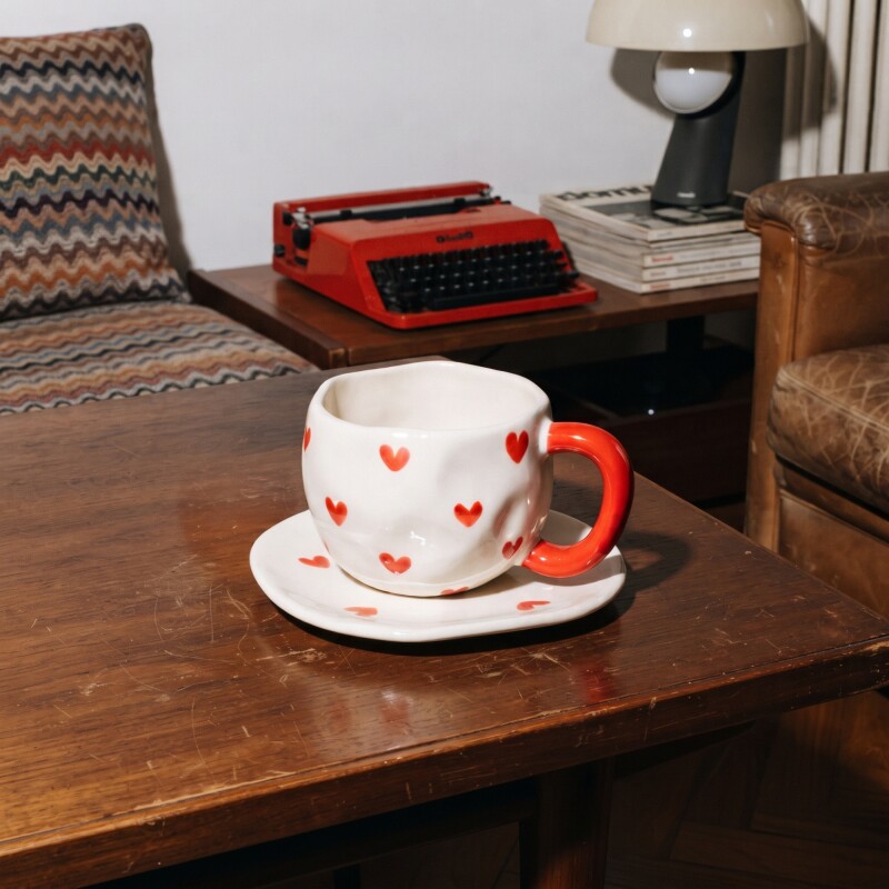 Taza de cerámica corazones 300 ml Taza de cerámica corazones 300 ml