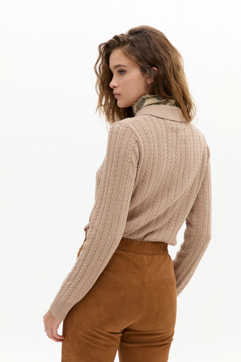 Sweater Polo Peter Cotton Cashmere Beige