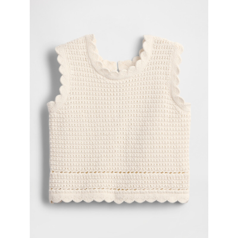 SL CROCHET BTN BACK TOP IVORY FROST