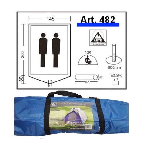 Carpa Igloo Arye con Sobretecho 2/3 Personas Carpa Igloo Arye con Sobretecho 2/3 Personas