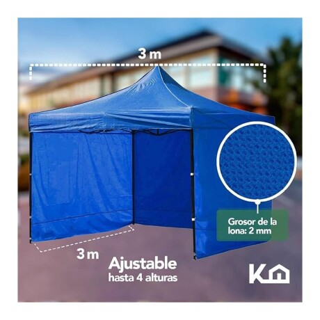 Gazebo reforzado toldo carpa con pared 3x3mt Azul Gazebo reforzado toldo carpa con pared 3x3mt Azul