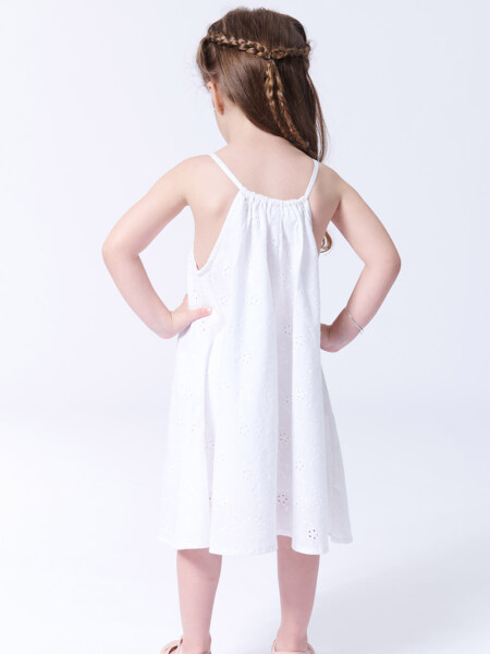 Vestido broderie tirantes Blanco