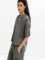 Blusa Con Bordados 100% De Algodón caqui
