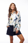CAMISA PARKER ESTAMPADO CRUDO Y TURQUESA