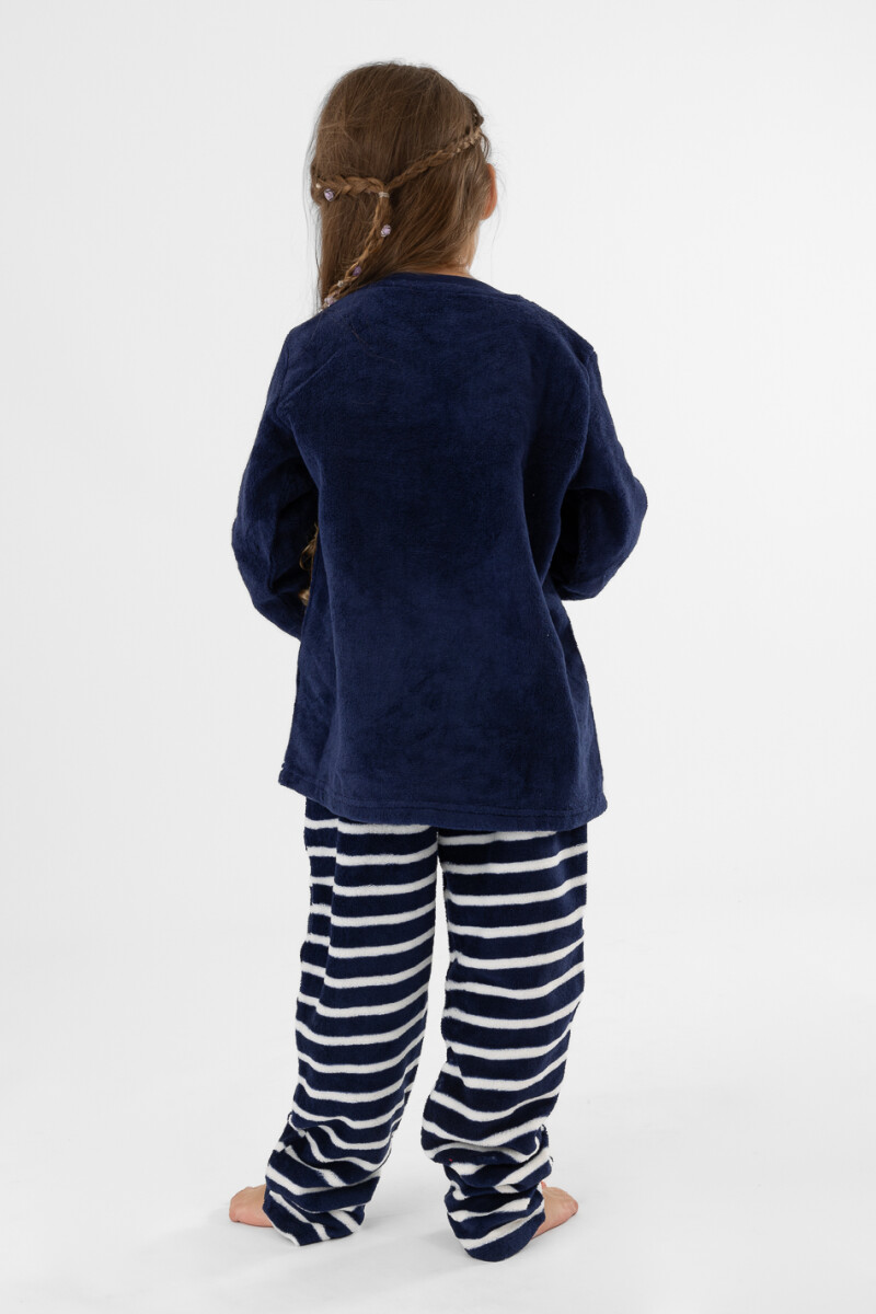 Pijama infantil coral fleeceoso Azul noche