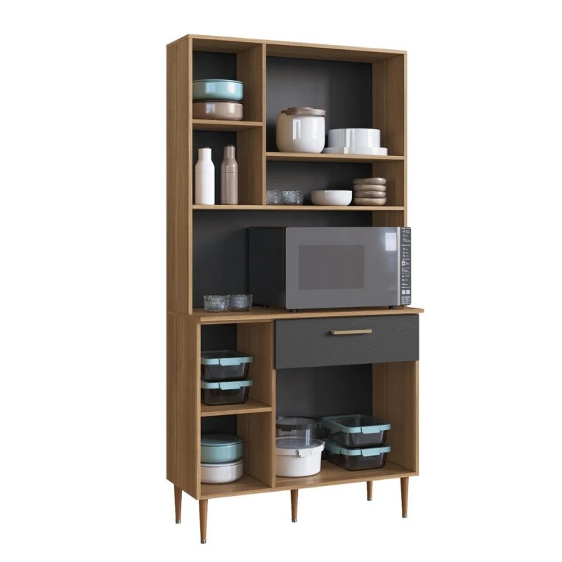 Alacena Kit De Cocina 6 Puertas 1 Estante 1 Cajón Nogal/grafito Alacena Kit De Cocina 6 Puertas 1 Estante 1 Cajón Nogal/grafito