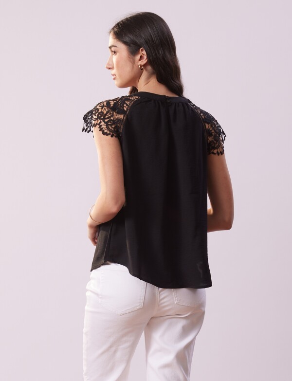 Blusa Broderie NEGRO