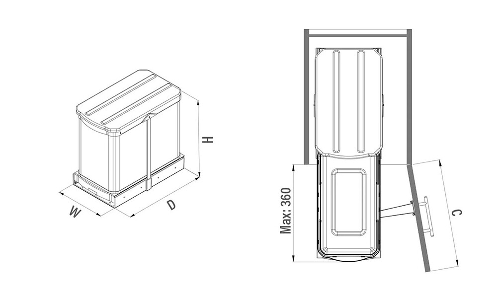 Cubo de basura extraible acero inox 24 lts S-2572-G Cubo De Basura Extraible Acero Inox 24 Lts S-2572-g
