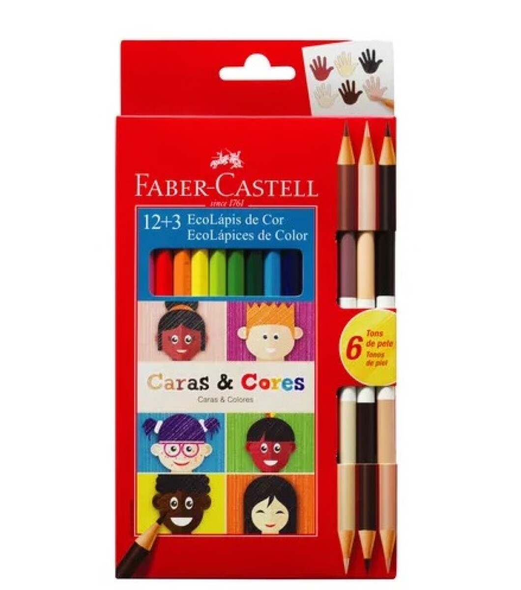 Ecolápiz Caras & Colores 12 Largos + 3 Bicolor Faber-castell 
