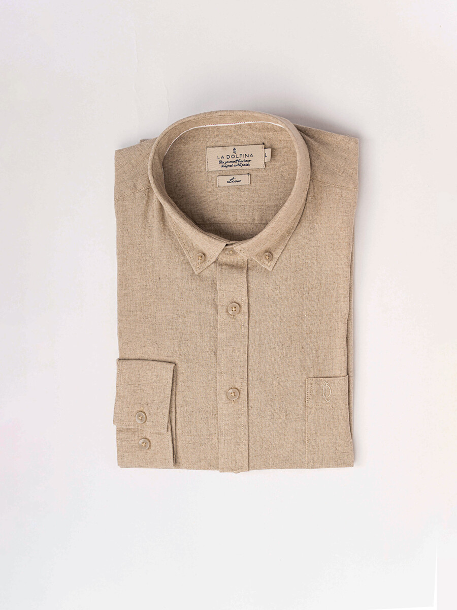 Camisa m/l lino lisa - crudo 
