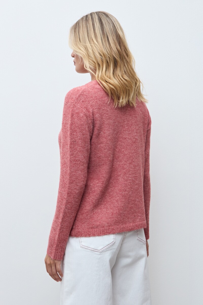 Sweater con bordado rojo melange