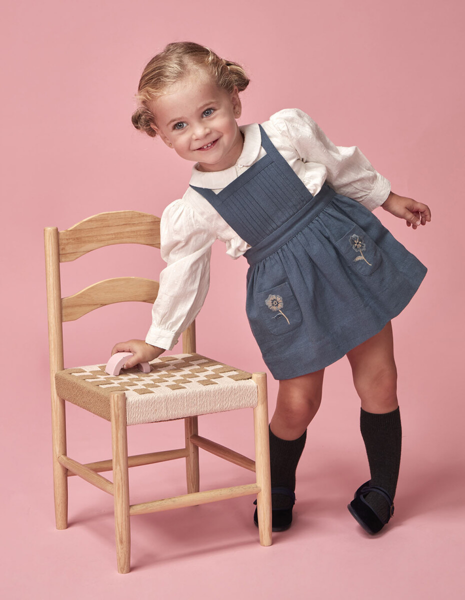 Pichi Con Jaretas Y Bolsillos Bordados - Petroleo 