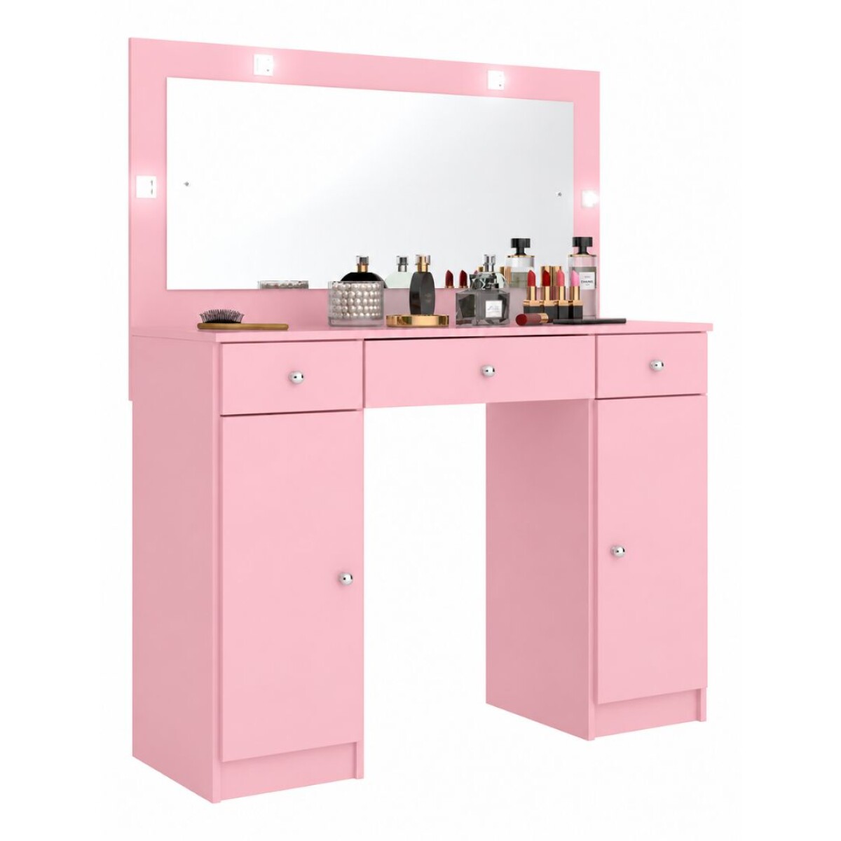 Tocador Realeza Rosa con Espejo 2 Puertas 3 Cajones 