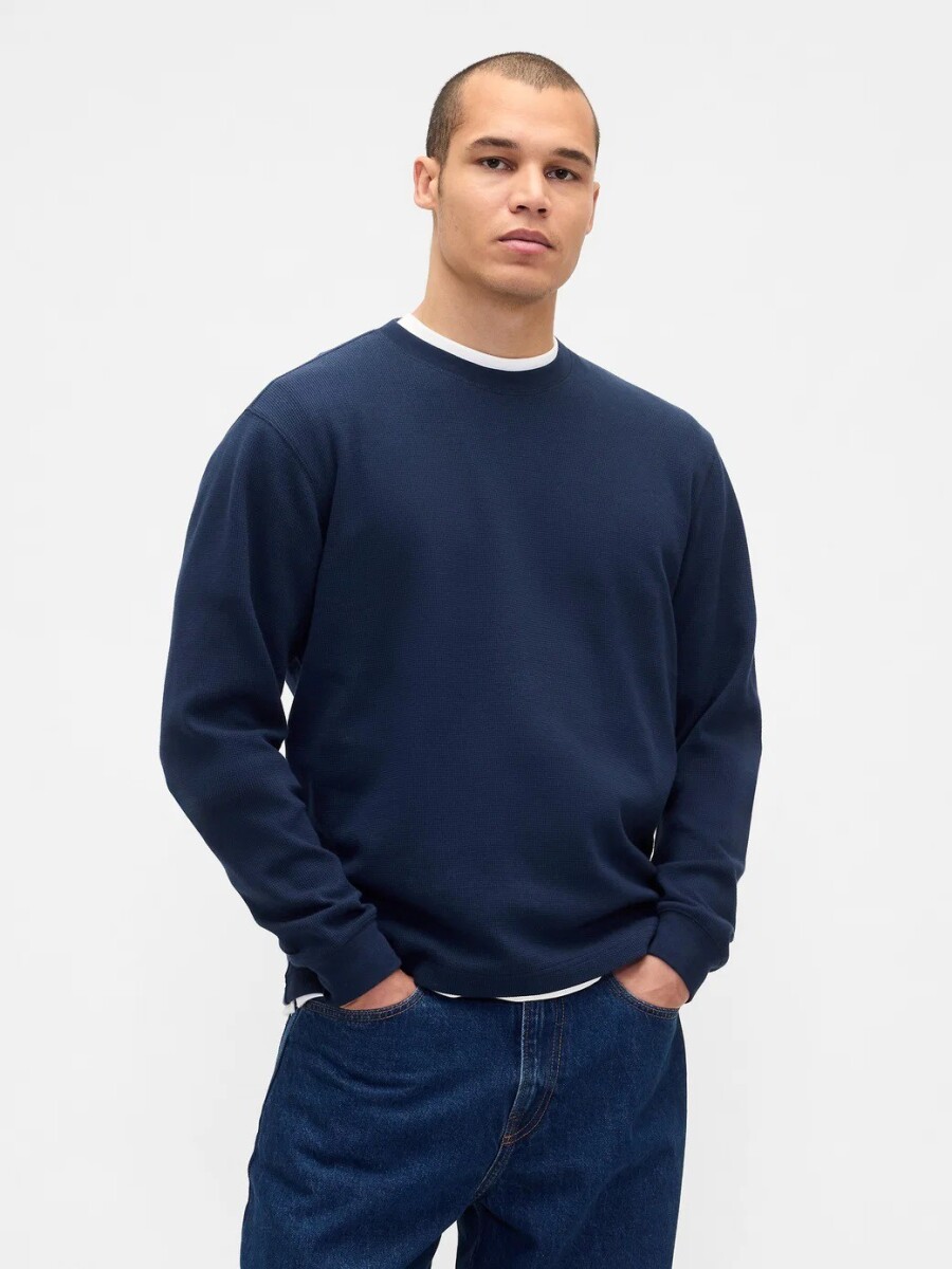 Remera Waffle Manga Larga Hombre - Tapestry Navy 