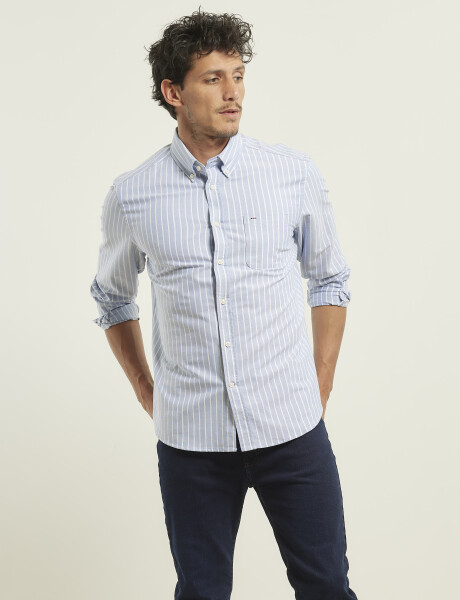 012108 CAMISA HARRINGTON LABEL Celeste/blanco